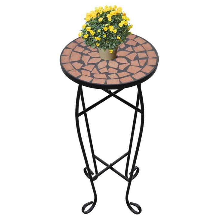 vidaXL Bijzeltafel mozaïek terracottakleurig, Tuin en Terras, Bloembakken en Plantenbakken, Nieuw, Verzenden