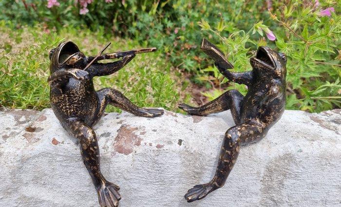 Beeldje - Zingende kikkers - Brons, Antiquités & Art, Curiosités & Brocante