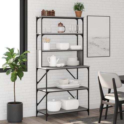vidaXL Bakkersrek 6-laags 90x40x180 cm bewerkt hout grijs, Huis en Inrichting, Keuken | Keukenbenodigdheden, Nieuw, Verzenden