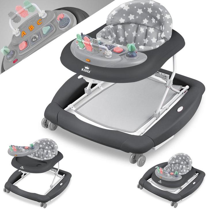 Loopwagen - Loopstoel - Baby walker - Opvouwbaar - Grijs - K, Kinderen en Baby's, Speelgoed | Babyspeelgoed, Nieuw, Verzenden