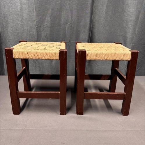 Kruk - Scandinavisch desgin. - Hout, Touw. - Set krukjes,, Antiek en Kunst, Kunst | Designobjecten