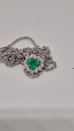 Choker halsketting - 18 karaat Witgoud - 0.77ct. tw. Smaragd, Handtassen en Accessoires, Antieke sieraden