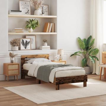 vidaXL Bed Frame met LED Lichten Oud Hout 90x200 cm, Verzenden