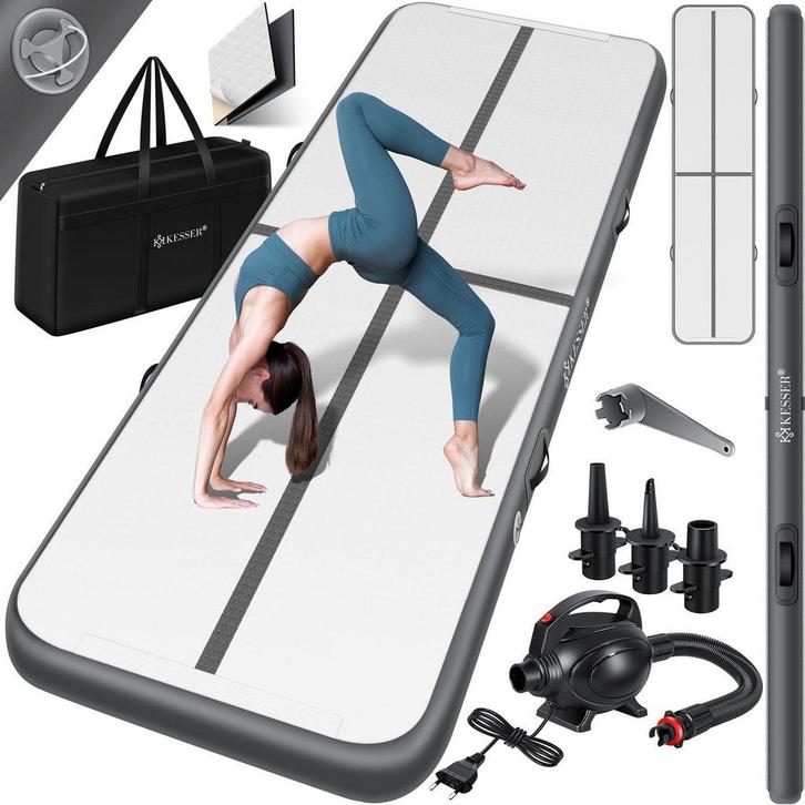 KESSER® Gymnastiekmat - Airtrack - Turnmat - 4M - Antraciet, Huis en Inrichting, Woonaccessoires | Overige, Verzenden