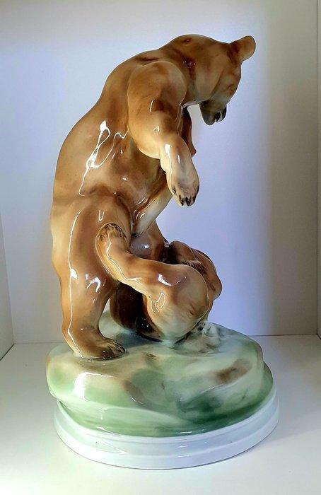 Zsolnay - Beeldje - Zwei Beeren beim kämpfen - Porselein, Antiek en Kunst, Antiek | Glaswerk en Kristal