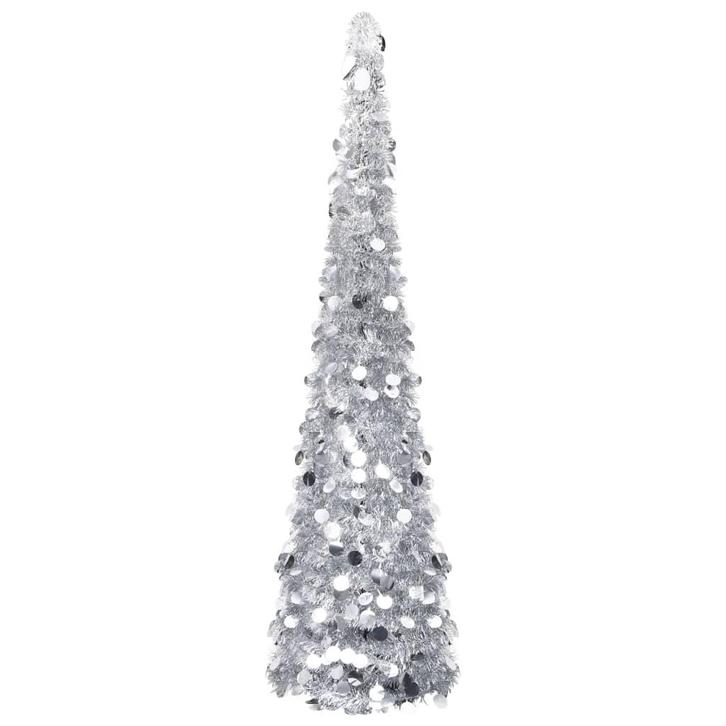 vidaXL Kunstkerstboom pop-up 180 cm PET zilverkleurig, Diversen, Kerst, Nieuw, Verzenden