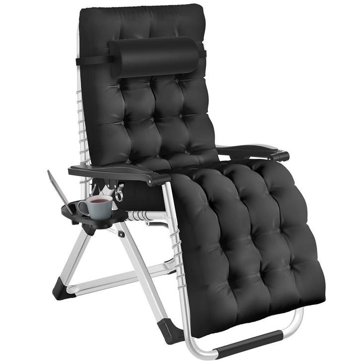 tectake Ligbed Cloud inklapbaar, traploos verstelbaar - zwar, Tuin en Terras, Overige Tuin en Terras, Verzenden