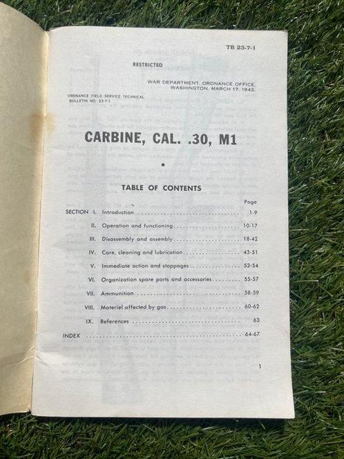 1st issue US M1 Carbine Ordnance Maintenance Manual -, Verzamelen, Militaria | Tweede Wereldoorlog