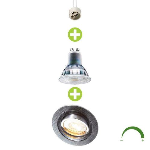 Dimbare LED Inbouwspot 5,5W rond 70mm geborsteld aluminium, Huis en Inrichting, Lampen | Spots, Plafondspot of Wandspot, Nieuw