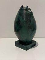 Sculpture, Rzeba Fat cat brzowy - 14 cm - Bronze patiné,, Antiek en Kunst