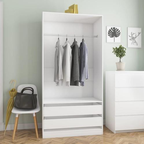 vidaXL Garde-robe Blanc 100x50x200 cm Bois dingÃ©nierie, Maison & Meubles, Armoires | Penderies & Garde-robes, Neuf, Envoi