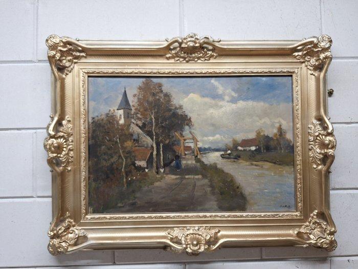 J v Dijk (XX) - Hollands landschap, Antiek en Kunst, Kunst | Schilderijen | Klassiek