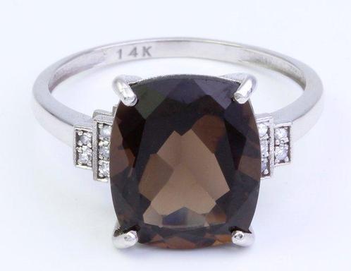 Zonder Minimumprijs - Ring - 14 karaat Witgoud Topaas -, Handtassen en Accessoires, Ringen