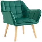 Relaxfauteuil - Scandinavian Comfort - Fluweel – Groen, Huis en Inrichting, Fauteuils, Ophalen of Verzenden, Nieuw, Stof, Modern