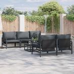 vidaXL Tuinbank Set met kussen 6 pcs Antraciet Staal & Stof, Tuin en Terras, Verzenden, Nieuw
