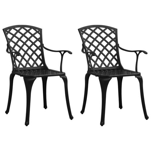 vidaXL Tuinstoelen 2 st gietaluminium zwart, Tuin en Terras, Tuinstoelen, Nieuw, Verzenden