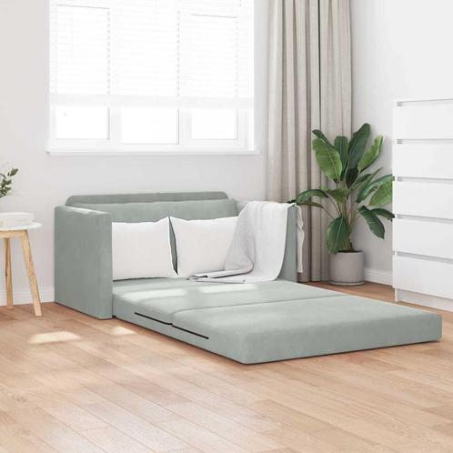 vidaXL Slaapbank Lichtgrijs 124 x 204 x 61 cm Fluweel, Huis en Inrichting, Zetels | Zetels, Nieuw, Verzenden