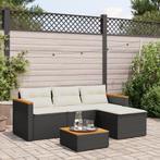 vidaXL 3-delige Loungeset met kussens poly rattan zwart, Verzenden, Loungeset