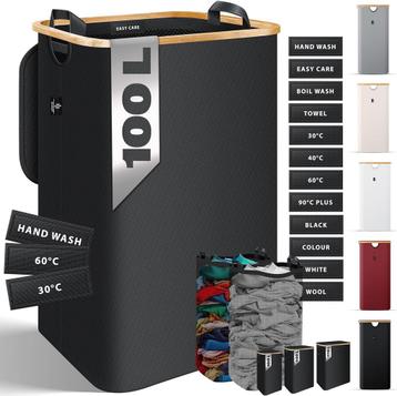 Wasmand - Met deksel - 100 Liter - Zwart - KESSER® beschikbaar voor biedingen