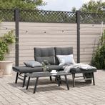 vidaXL 3-delige Tuinbankenset met kussens gepoedercoat staal, Tuin en Terras, Tuinsets en Loungesets, Verzenden, Nieuw