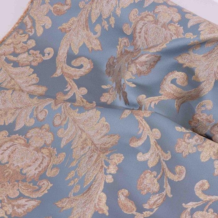 BA114 - Zeldzaam Italiaans lampasso damast – azuurblauw met, Antiek en Kunst, Antiek | Tapijten, Tafelkleden en Textiel