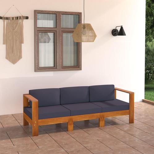 vidaXL Tuinbank 3-zits met donkergrijze kussens acaciahout, Tuin en Terras, Tuinsets en Loungesets, Nieuw, Verzenden
