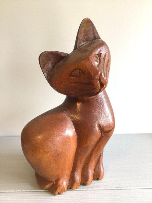 sculptuur, “ Lief kattenduo “ - 26 cm - Hout, Antiek en Kunst, Curiosa en Brocante