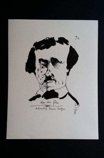 Horst Janssen (1929-1995). - Edgar Allen Poe- litograph,, Antiquités & Art