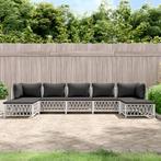 vidaXL 7-delige Loungeset met kussens staal wit, Tuin en Terras, Tuinsets en Loungesets, Verzenden, Nieuw, Loungeset