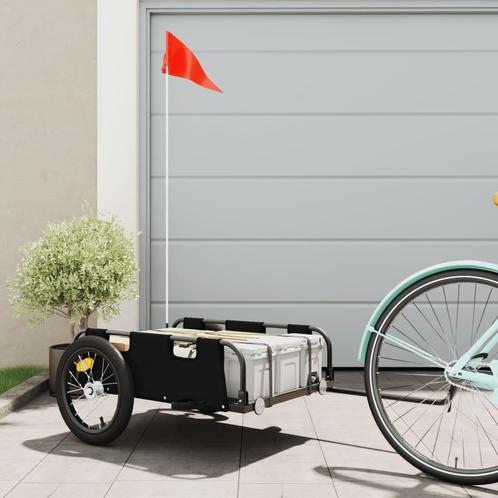vidaXL Fietstrailer oxford stof en ijzer zwart, Fietsen en Brommers, Fietsaccessoires | Aanhangwagens en Karren, Nieuw, Verzenden