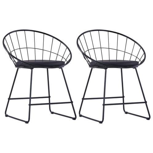 vidaXL Eetkamerstoelen met kunstleren zittingen 2 st staal, Huis en Inrichting, Stoelen, Nieuw, Verzenden