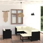 vidaXL 7-delige Loungeset met kussens poly rattan zwart, Tuin en Terras, Verzenden, Nieuw, Loungeset