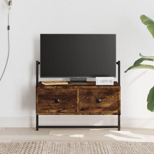 vidaXL Tv-meubel wandgemonteerd 60,5x30x51 cm hout gerookt, Maison & Meubles, Armoires | Mobilier de télévision, Envoi