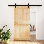 vidaXL Schuifdeur met beslag 100x210 cm massief grenenhout, Doe-het-zelf en Bouw, Deuren en Vliegenramen, Verzenden, Nieuw