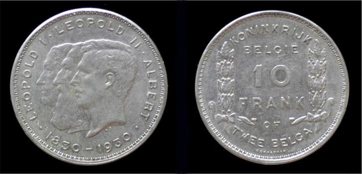 Belgium Albert I 10 frank (2 belga) 1930vl-pos B nickel, Postzegels en Munten, Munten | Europa | Niet-Euromunten, België, Verzenden