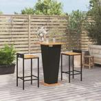 vidaXL 3-delige Tuinbarset poly rattan en massief acaciahout, Tuin en Terras, Verzenden, Nieuw