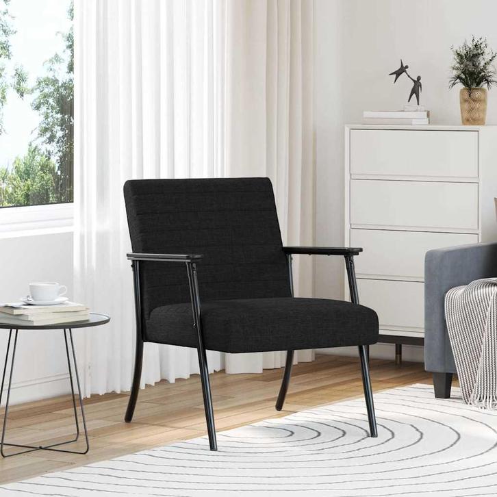 vidaXL Fauteuil Zwart 59 x 75 x 78 cm Stof, Huis en Inrichting, Fauteuils, Nieuw, Verzenden