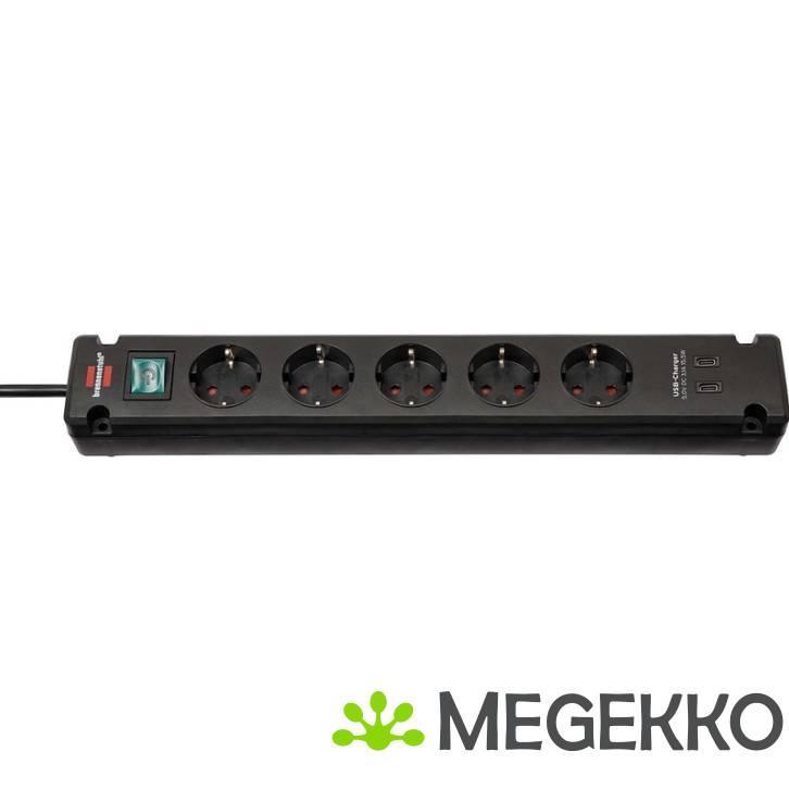 Bremounta stekkerdoos met 2 USB C laadaansluitingen 5x zwart, Computers en Software, Pc- en Netwerkkabels, Nieuw, Verzenden