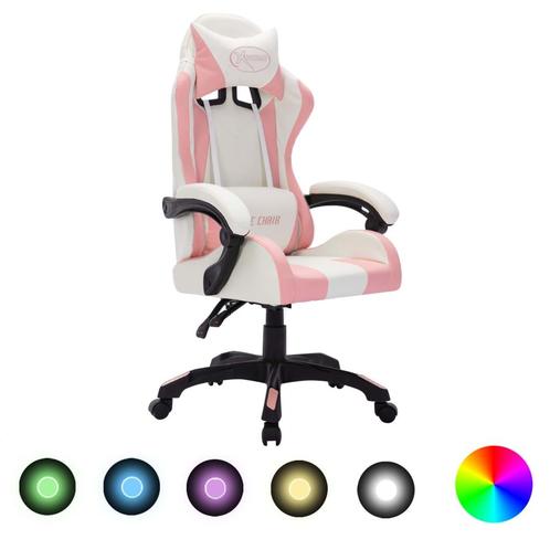 vidaXL Racestoel met RGB LED-verlichting kunstleer roze en, Huis en Inrichting, Bureaustoelen, Nieuw, Verzenden