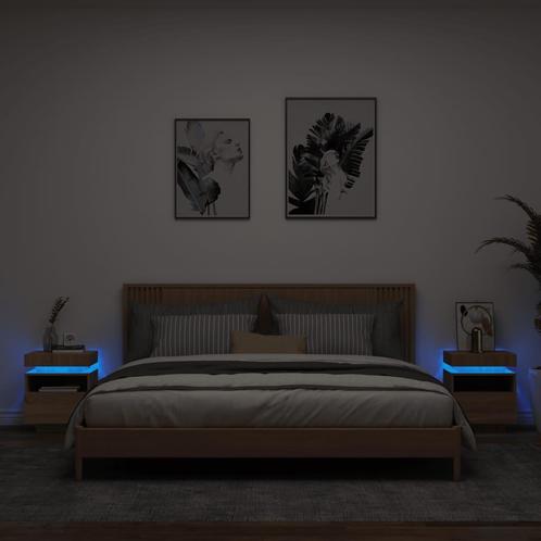 vidaXL Armoires de chevet avec lumières LED 2 pcs chêne, Huis en Inrichting, Slaapkamer | Nachtkastjes, Verzenden