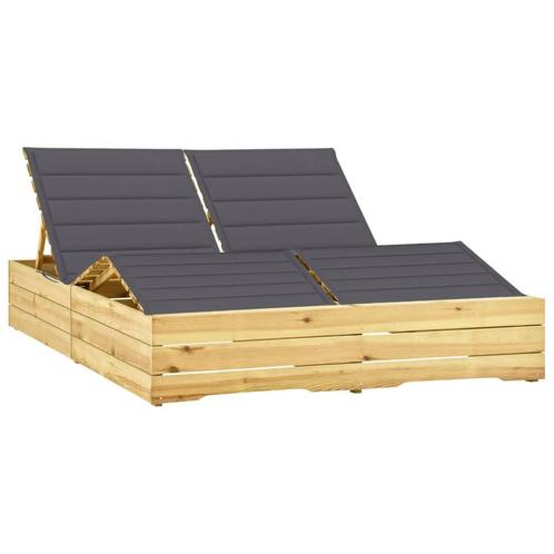 vidaXL Ligbed tweepersoons met kussens geïmpregneerd, Tuin en Terras, Ligbedden, Nieuw, Verzenden