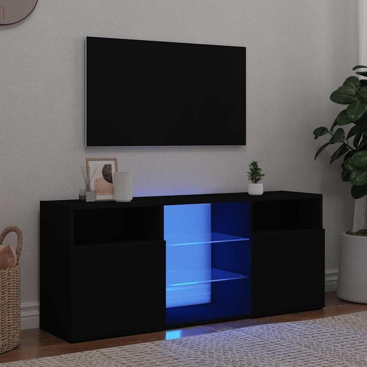vidaXL Tv-meubel met LED-verlichting 120x30x50 cm zwart, Huis en Inrichting, Kasten |Televisiemeubels, Nieuw, Verzenden