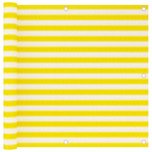 vidaXL Balkonscherm 90x500 cm HDPE geel en wit, Jardin & Terrasse, Parasols, Envoi