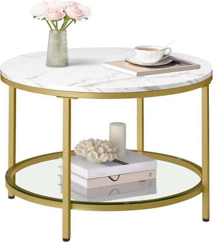 Ronde Salontafel – marmerlook - Ø diameter80cm ×46cm –, Huis en Inrichting, Tafels | Salontafels, Verzenden