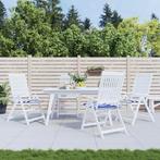 vidaXL Tuinstoelkussens 4 st gestreept 50x50x4 cm stof wit, Huis en Inrichting, Woonaccessoires | Kussens, Verzenden, Nieuw