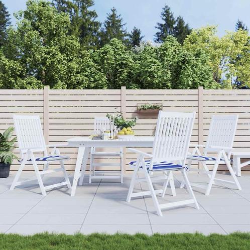 vidaXL Tuinstoelkussens 4 st gestreept 50x50x4 cm stof wit, Huis en Inrichting, Woonaccessoires | Kussens, Nieuw, Verzenden
