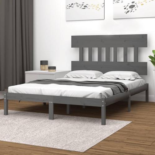 vidaXL Cadre de lit Gris Bois massif 160x200 cm, Maison & Meubles, Chambre à coucher | Lits, Neuf, Envoi