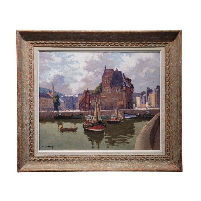Olivier Sery (1906-2000) - El puerto de Honfleur con la, Antiek en Kunst, Kunst | Schilderijen | Klassiek