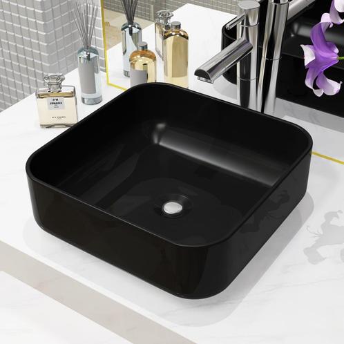 vidaXL Wastafel vierkant 38x38x13,5 cm keramiek zwart, Doe-het-zelf en Bouw, Sanitair, Nieuw, Verzenden