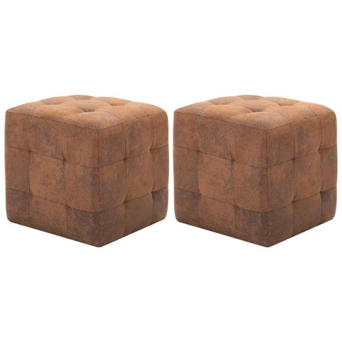 vidaXL Nachtkastjes 2 st 30x30x30 cm kunstsuède bruin, Huis en Inrichting, Slaapkamer | Nachtkastjes, Nieuw, Verzenden
